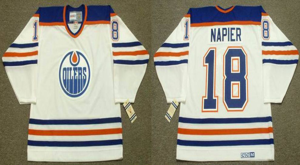 2019 Men Edmonton Oilers #18 Napier White CCM NHL jerseys